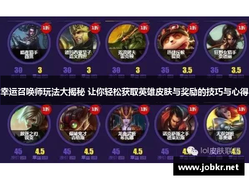 幸运召唤师玩法大揭秘 让你轻松获取英雄皮肤与奖励的技巧与心得